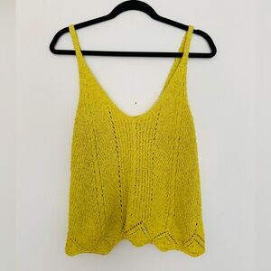 Anthropologie Chartreuse Ribbed Crop Tank Top